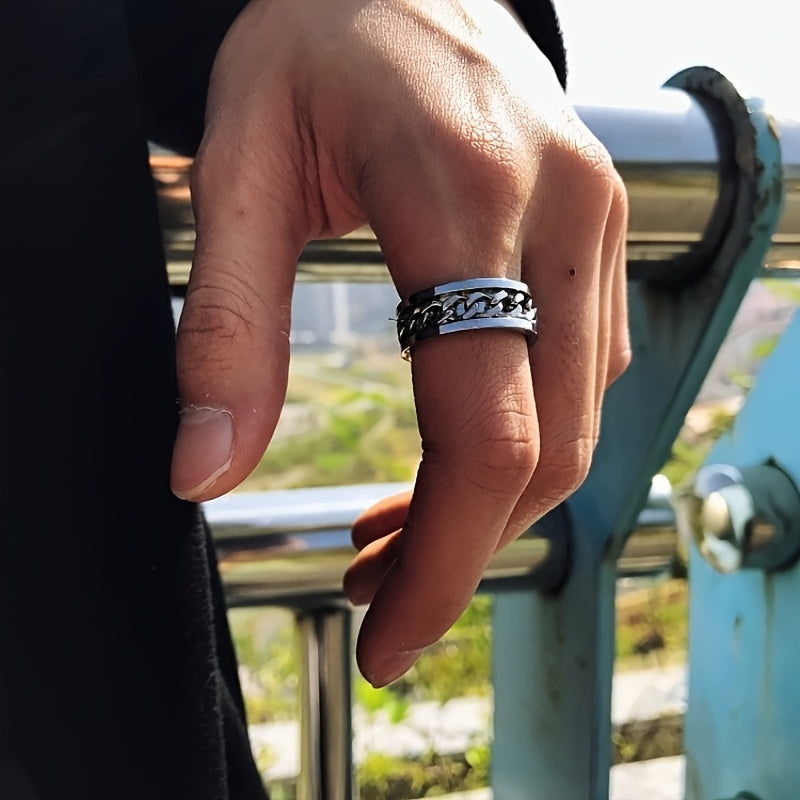 Custom Engraved Letter and Number Birthday Name Ring, Rotating Relax Ring for Men and Women, Fashion Jewelry,Suitable for both men and women