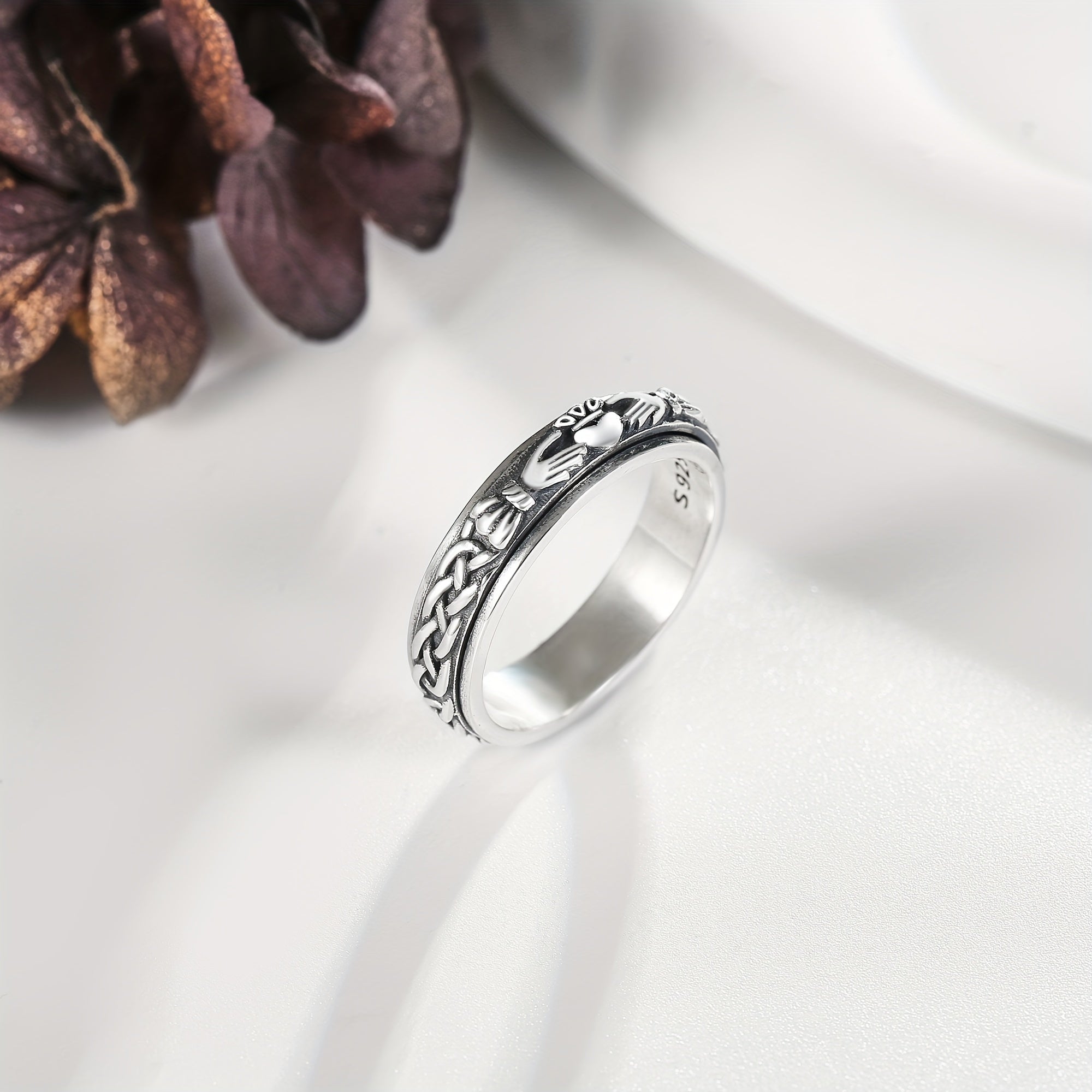 Claddagh Fidget Spinner Ring 925 Sterling Silver Celtic Knot Anxiety Jewelry For Women Men And Girls Eternity Love Irish Gift For Mom And Wife