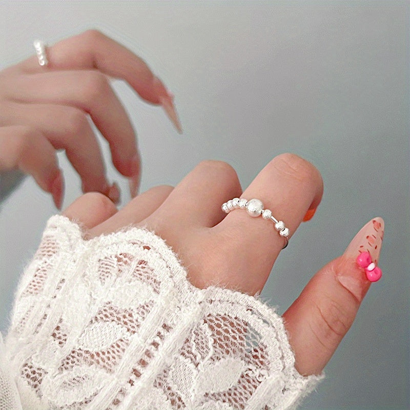 Elegant Rotatable Stainless Steel Ring with Sparkling Beads - Non-Fading, Anxiety Bead Ring for Daily Wear & Gifting, All-Season Accessory, Gift Jewelry|Elegant Ring Design|Durable Jewelry