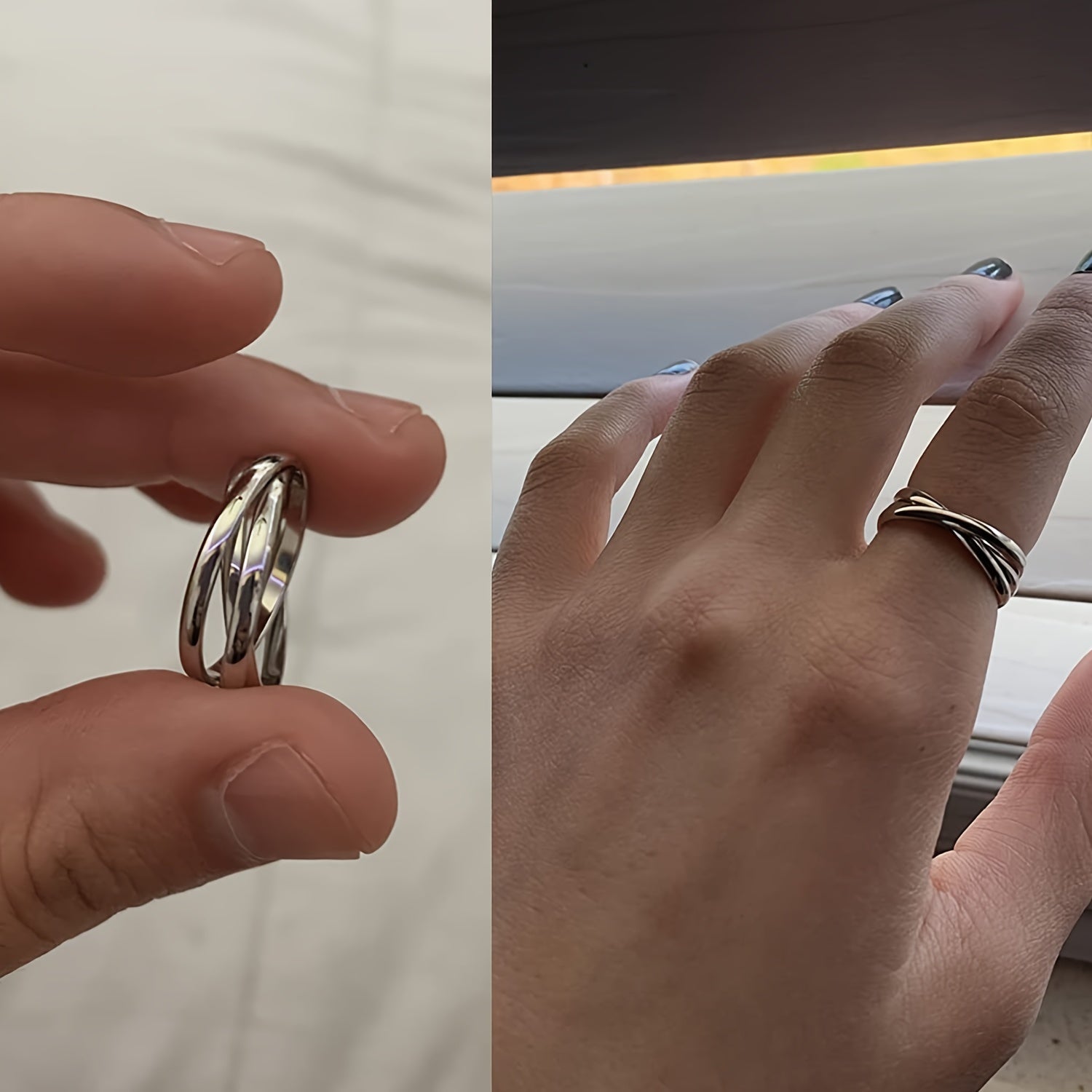 6pcs Rotatable Stainless Steel Punk Style Relax Rings, Rotatable Relax Fashion Rings, Size 6/7/8