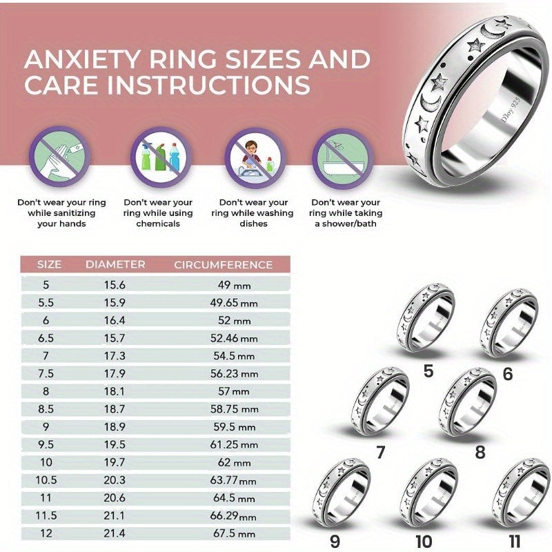 Shop LC Fidget Ring Spin Ring Moon Star Anxiety Ring for Women Men Jewelry Birthday Gift for Women