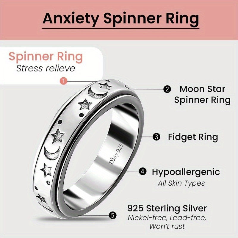 Shop LC Fidget Ring Spin Ring Moon Star Anxiety Ring for Women Men Jewelry Birthday Gift for Women