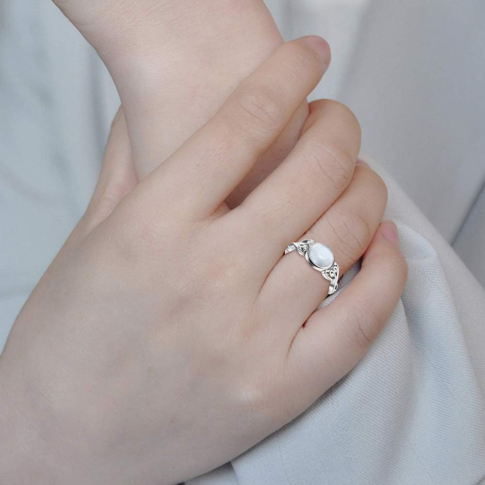3 PCS Stainless Steel Fidget Band Ring For Women Spinner Rings Moonstone Solitaire Ring Daisy Flower Ring Set