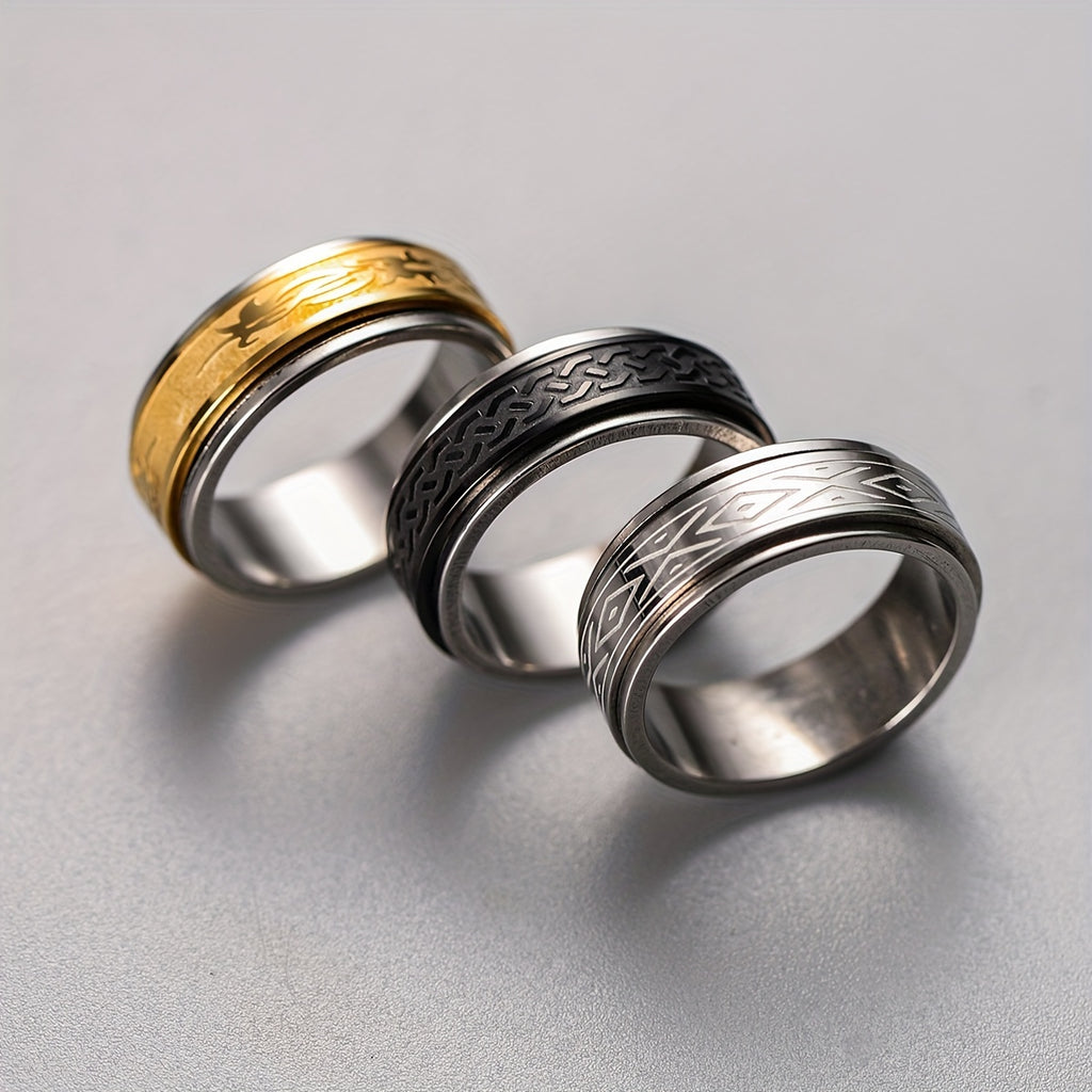 Wholesale Lots 30pcs Stainless Steel Golden Silvery Men Woman Rings for Men Rotating Stainless Steel Anti Stress Anxiety Relife Spinning Ring