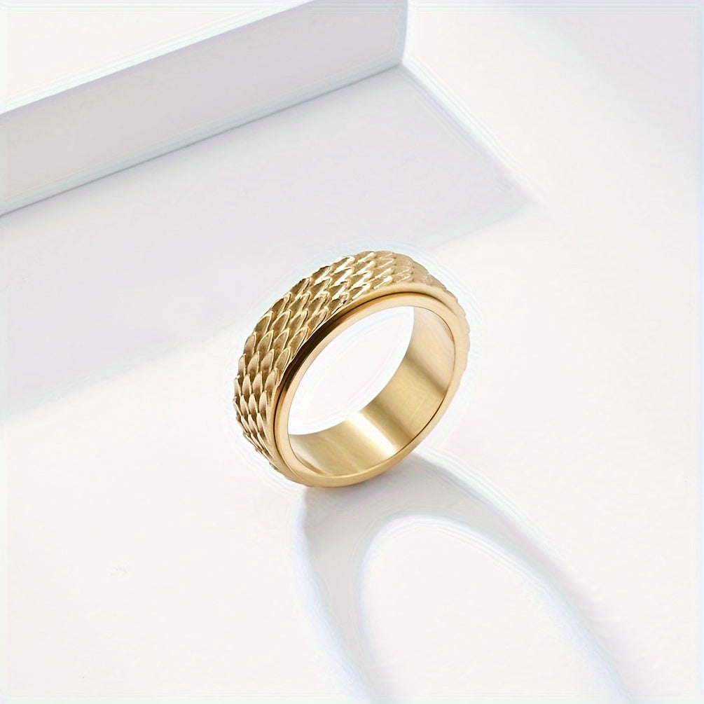 1pc Men's Retro Cool Rotating Ring, Punk Stainless Steel Ring with Dragon Scales