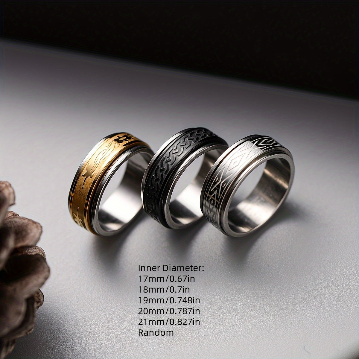 Wholesale Lots 30pcs Stainless Steel Golden Silvery Men Woman Rings for Men Rotating Stainless Steel Anti Stress Anxiety Relife Spinning Ring