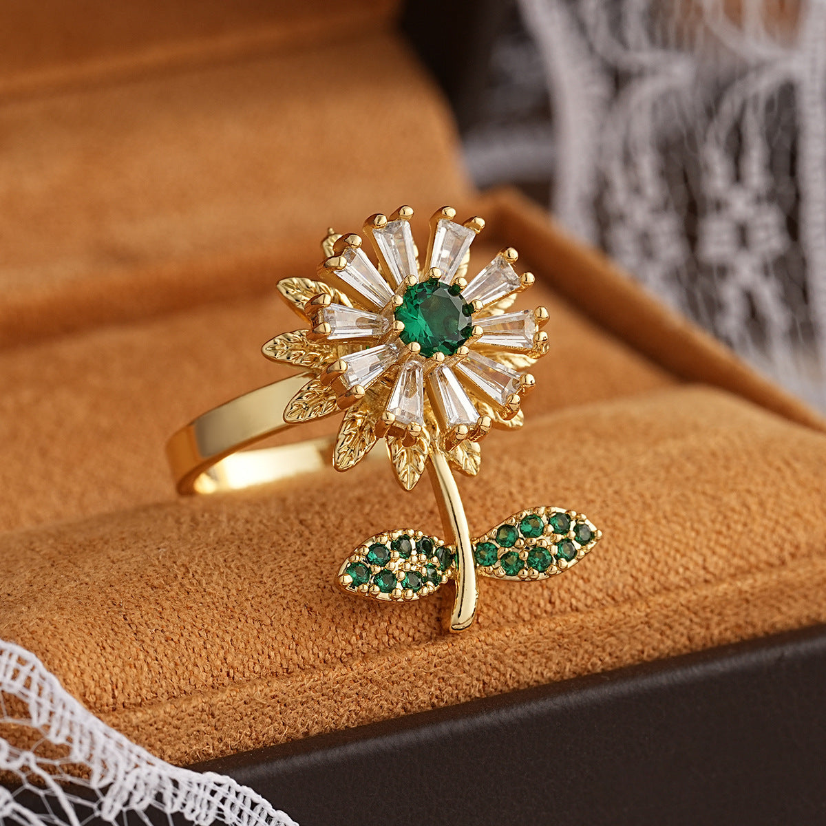 Women's Stainless Steel 360° Rotating Color-Changing Flower Ring - Luxury Multi-Color (Purple, Green, Pink, Red, Clear -Accented) with Rotatable Center, Everyday & Party Jewelry Gift for Birthdays, Christmas, Baptism - Durable & Affordable Rotatable