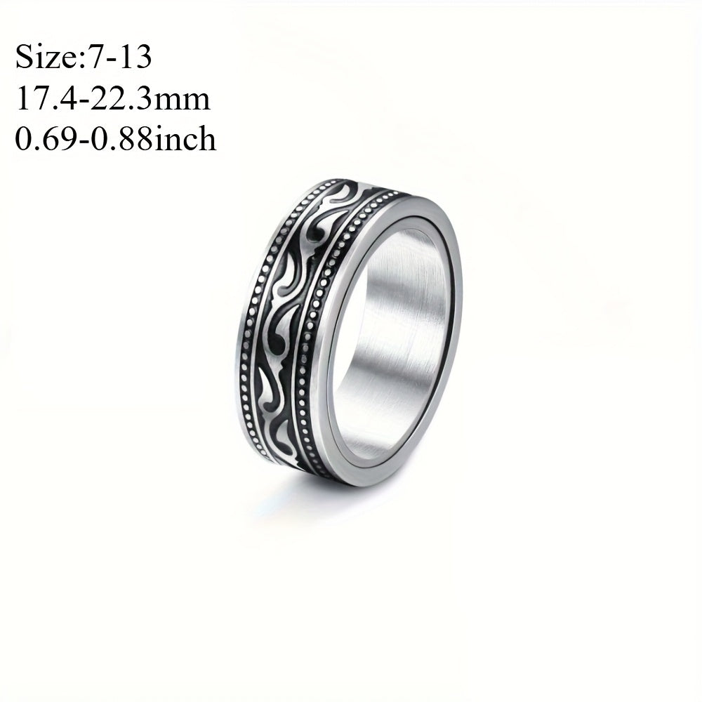 3pcs Fidget Rings for Anxiety, 316L Stainless Steel Spinner Ring, Relaxing Design, Unplated, 316L, with Metallic Finish, for Teenager and Teenager, For Teenager