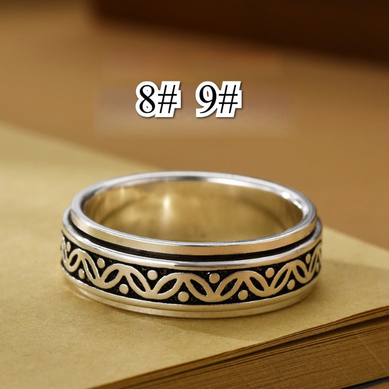1pc Anxiety Ring Leaf Pattern Fidget Ring, Rotating Ring, Adjusting Pressure Ring Unisex High Quality Ring, Best Gift