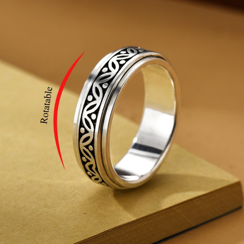 1pc Anxiety Ring Leaf Pattern Fidget Ring, Rotating Ring, Adjusting Pressure Ring Unisex High Quality Ring, Best Gift