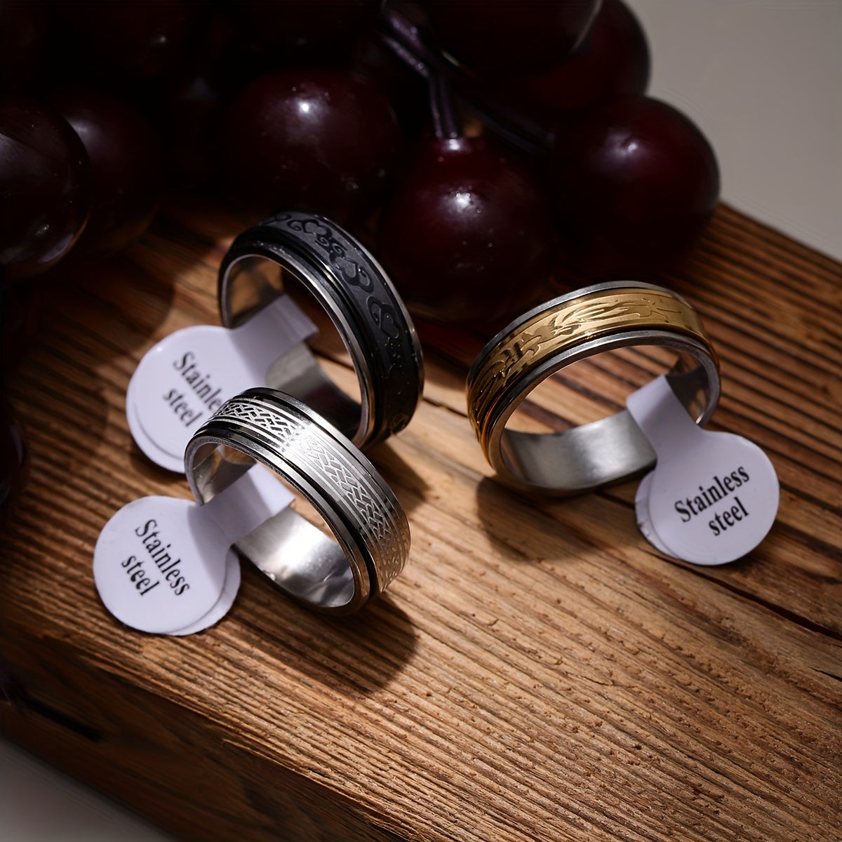 Wholesale Lots 30pcs Stainless Steel Golden Silvery Men Woman Rings for Men Rotating Stainless Steel Anti Stress Anxiety Relife Spinning Ring